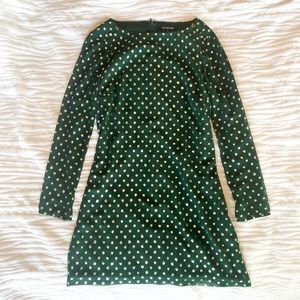 Gianni Bini Green & Gold Polka Dot Shift Dress